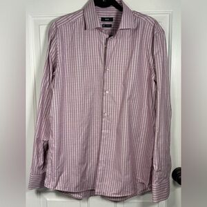 Hugo Boss Men's Casual Pink Checkered Shirt